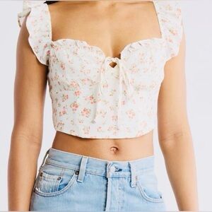 Blu Pepper Floral Ruffle Crop Top
